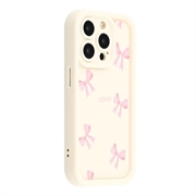 Husă TPU rezistentă la șocuri iPhone 14 Pro cu margini ridicate - alb / fundă