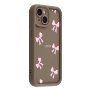 Husă TPU rezistentă la șocuri iPhone 15 Plus cu margini ridicate - maro / fundă