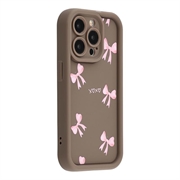 Husă TPU rezistentă la șocuri iPhone 15 Pro Max cu margini ridicate - maro / fundă
