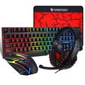 T-WOLF TF800 Gaming Keyboard + Mouse + Gaming Headset + Mouse Pad Combo LED Backlit Wired Gamer Bundle pentru jocuri / muncă