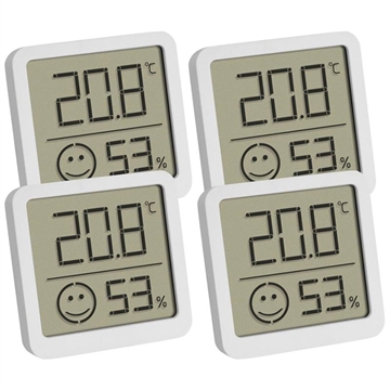 Termohigrometru digital TFA cu afișaj pentru zona de confort - 4 buc. - Alb
