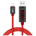 Cablu De Încărcare Și Date Lightning Cu Display LCD TOPK AC27 - 1m - Roșu