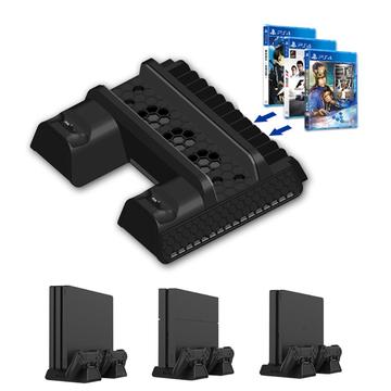 TP4-882 Stand vertical cu ventilator de răcire Controler Cooler Dual Charging Station pentru Sony Playstation PS4/PS4 Slim/PS4 Pro