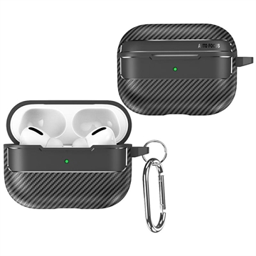 Husă TPU cu Carabinieră AirPods Pro 3 - Fibră de Carbon - Negru