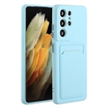 Husă TPU Samsung Galaxy S23 Ultra 5G cu Suport Card - Albastru Deschis