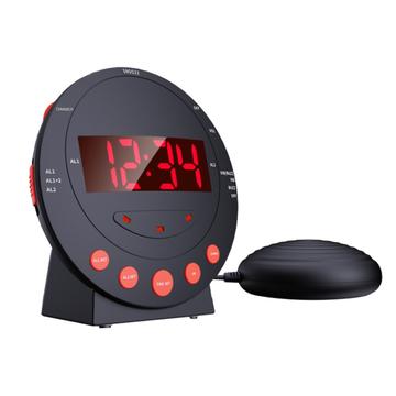 TS-BC600 Ceas cu alarmă cu vibrații puternice și afișaj 12/24 ore pentru surzi și seniori - negru