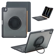 iPad Air 13 2024/2025/iPad Pro 12.9 2018/2020/2021/2022 TU3609 Carcasă cu tastatură magnetică retroiluminată cu suport rotativ 360 - negru