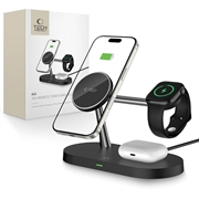 Tech-Protect A12 3-in-1 MagSafe Wireless Charger 15W cu lampă LED încorporată - Negru