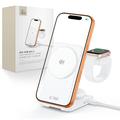 Tech-Protect A56 Încărcător wireless 3-în-1 magnetic/Magsafe, 25W, QI 2.2 – Alb