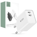 Încărcător de Rețea Tech-Protect C35W cu 2 Porturi - 2xUSB-C - Alb