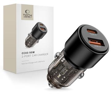 Încărcător auto cu două porturi Tech-Protect CC03 95W - negru