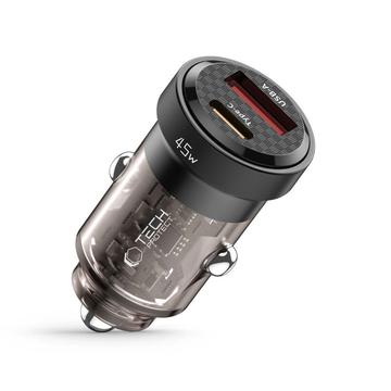 Tech-Protect CC45W Încărcător auto cu două porturi - 45W, USB-C, USB-A - Negru