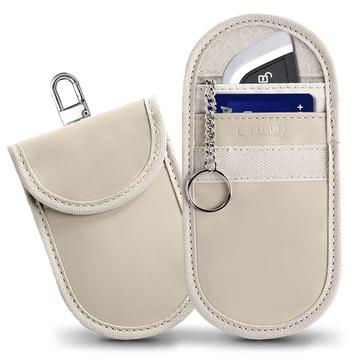 Tech-Protect KLR100 Husă pentru chei de mașină cu blocare RFID cu suport de card - Caffe latte