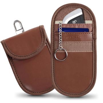 Tech-Protect KLR100 Geantă pentru chei de mașină cu blocarea RFID și titular de card - Espresso