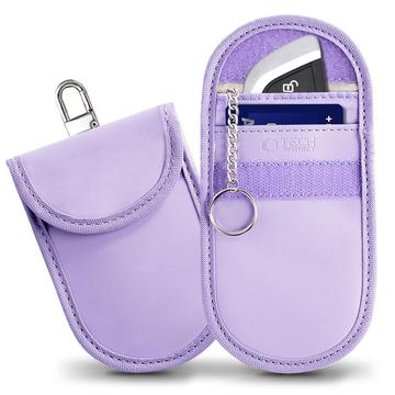 Tech-Protect KLR100 Geantă pentru chei de mașină cu blocarea RFID și titular de card - Lavanda