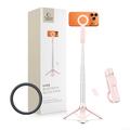 Tech-Protect L11S Trepied 2-în-1 pentru selfie cu MagSafe și telecomandă Bluetooth - Roz