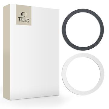 Tech-Protect MagMat MagSafe Inel magnetic universal - pachet de 2 - negru și argintiu