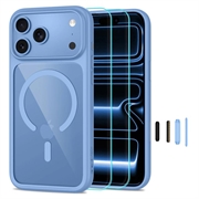 Husă iPhone 17 Pro/18 Pro Tech-Protect MagOne MagSafe CC cu 2 folii de protecție pentru ecran din sticlă+ - Albastru deschis / Transparent