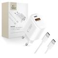 Tech-Protect NCA30 Încărcător Dual-Port PD 30W/QC3.0 cu cablu USB-C - alb