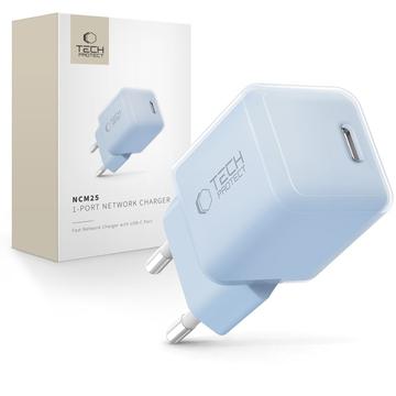 Tech-Protect NCM25 25W Încărcător USB-C - Power Delivery - Albastru Deschis