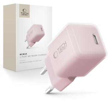 Tech-Protect NCM25 25W Încărcător USB-C - Power Delivery - Roz bebeluș