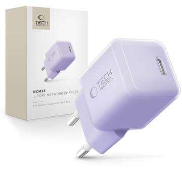 Tech-Protect NCM25 25W Încărcător USB-C - Power Delivery - Violet copil