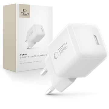 Tech-Protect NCM25 25W Încărcător USB-C - Power Delivery - Alb