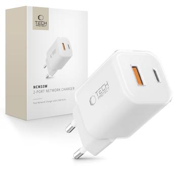 Tech-Protect NCM33W Încărcător de perete Dual-Port 30W - alb