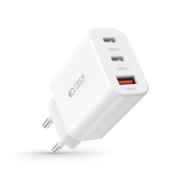 Tech-Protect Network 30W Wall Charger W. 2x USB-C & 1x USB-A (Open Box - Bulk Satisfactory) - White