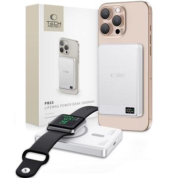 Tech-Protect PB33 LifeMag MagSafe Power Bank 5000mAh - Compact, încărcare wireless, USB-C, afișaj LED