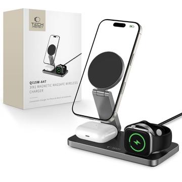 Tech-Protect QI15W-A47 Încărcător wireless MagSafe pliabil 3 în 1