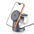Încărcător wireless magnetic MagSafe 3-în-1 Tech-Protect QI2.2-25W-A48 – Gri închis