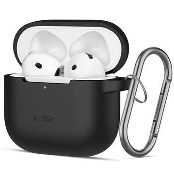 Carcasă cu cârlig din silicon AirPods 4 Tech-Protect - Negru