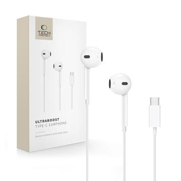 Căști intraauriculare Tech-Protect UltraBoost USB-C - alb