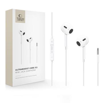 Tech-Protect Ultraboost Core G2 Căști intraauriculare cu fir de 3,5 mm - alb