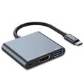 Tech-Protect V1 3-in-1 USB-C Multiport Hub - USB-A / USB-C / HDMI - Gri