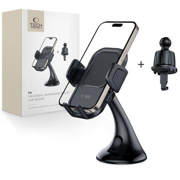Suport auto universal Tech-Protect V8 2 în 1 - 53-96mm - negru