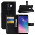 Husă portofel cu suport pentru Samsung Galaxy A6+ (2018) - neagră