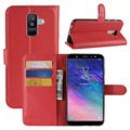 Husa portofel cu suport pentru Samsung Galaxy A6+ (2018) - rosie