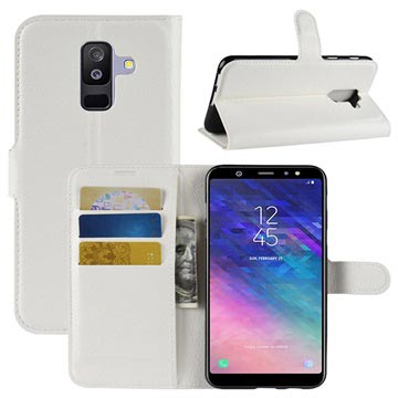 Husă portofel pentru Samsung Galaxy A6+ (2018) cu suport - albă