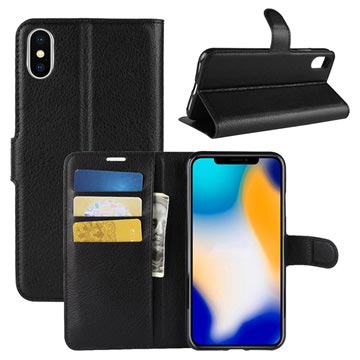 Husă portofel texturată cu suport pentru iPhone XS Max