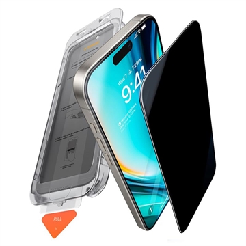 iPhone 16 Pro Torras GlassGo Privacy Protector de ecran din sticlă temperată cu ramă Auto-Align