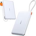 Torras Mini Slim PD Power Bank cu cablu USB-C încorporat - 10000mAh - Alb