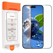 Protector complet pentru ecran din sticlă temperată iPhone 17 Pro Torras OrigArmor cu instrument de aliniere automată - Margine neagră