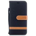 Husă portofel pentru blugi în două tonuri pentru iPhone X / iPhone XS - neagră