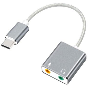 Adaptor audio pentru căști și microfon USB-C / AUX - gri