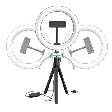 UN-205 8\'\' LED Ring Light cu LED-uri cu suport și suport pentru telefon Lampă de birou Selfie Circle Lamp pentru YouTube Video Photography Makeup
