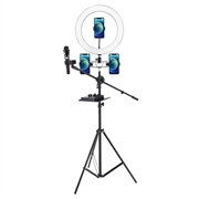UN-700 10'' LED LED Ring Light cu suport pentru trepied, suport pentru carduri de sunet și 3 suporturi de telefon pentru Selfie YouTube Video Photography Makeup