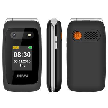 UNIWA V202T 4G Flip Telefon mobil pentru bătrâni - Limbi daneză, finlandeză, suedeză, engleză