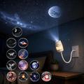 Lampa de veghe cu proiector USB Galaxy – 13 discuri în formă de stea, design flexibil cu gât de gâscă la 360 – Alb